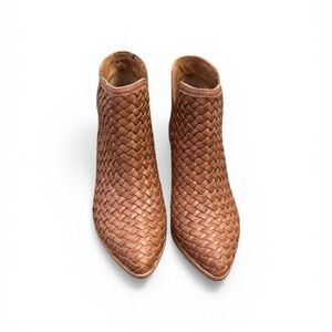 Frye Woven Leather Booties | Basket Weave Ankle Boots | Artisan Neutral